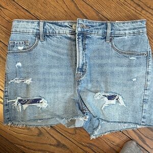 ☀️ Old Navy Light Blue Denim Shorts with Tan Stitching